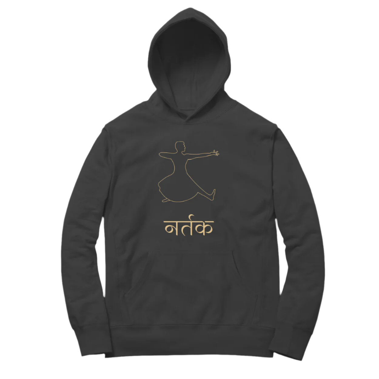 Bharatnatyam Nartak Hoodie black color featuring Indian classical dance print and mudra-inspired artwork for men, Store Asmi