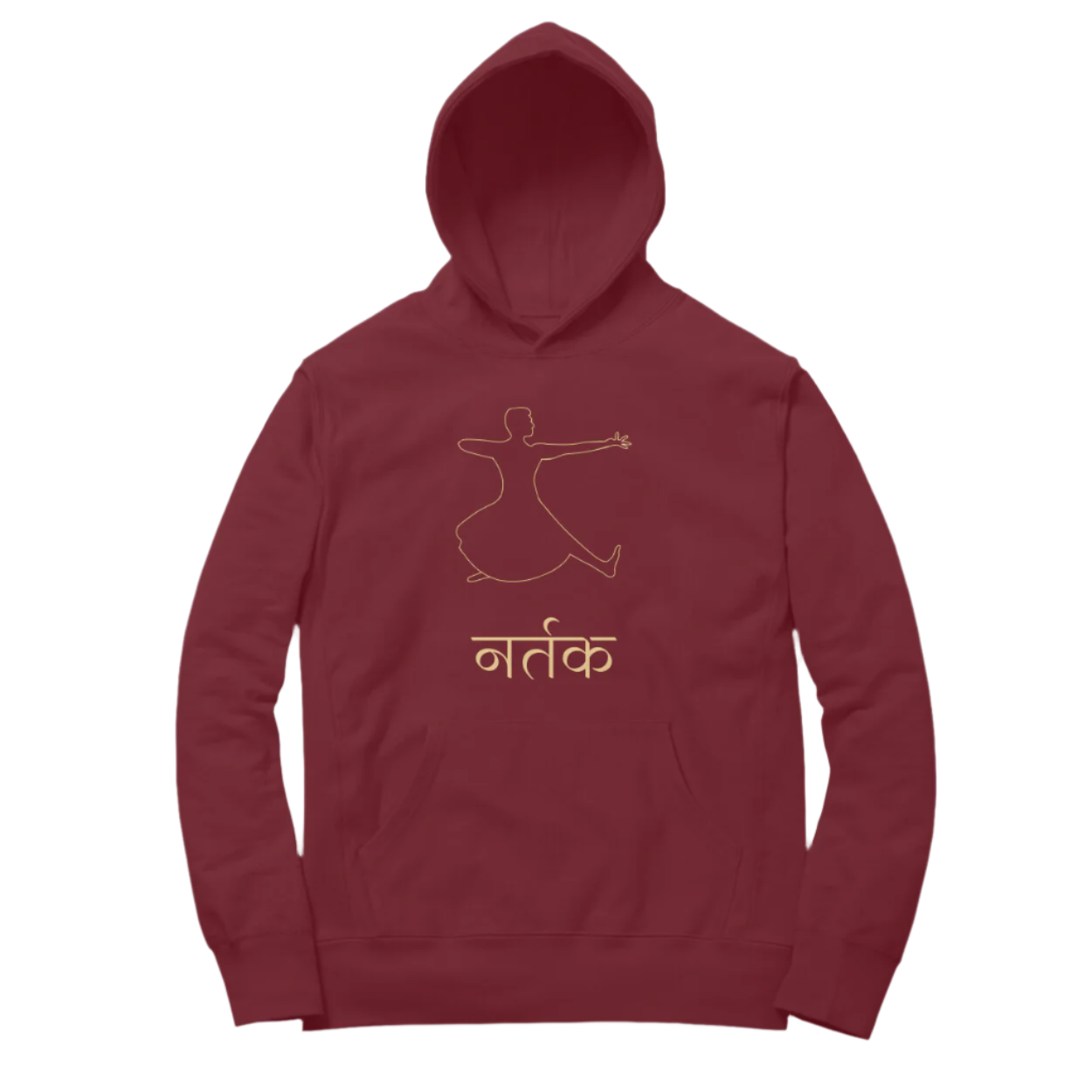 Bharatnatyam Nartak Hoodie maroon color featuring Indian classical dance print and mudra-inspired artwork for men, Store Asmi