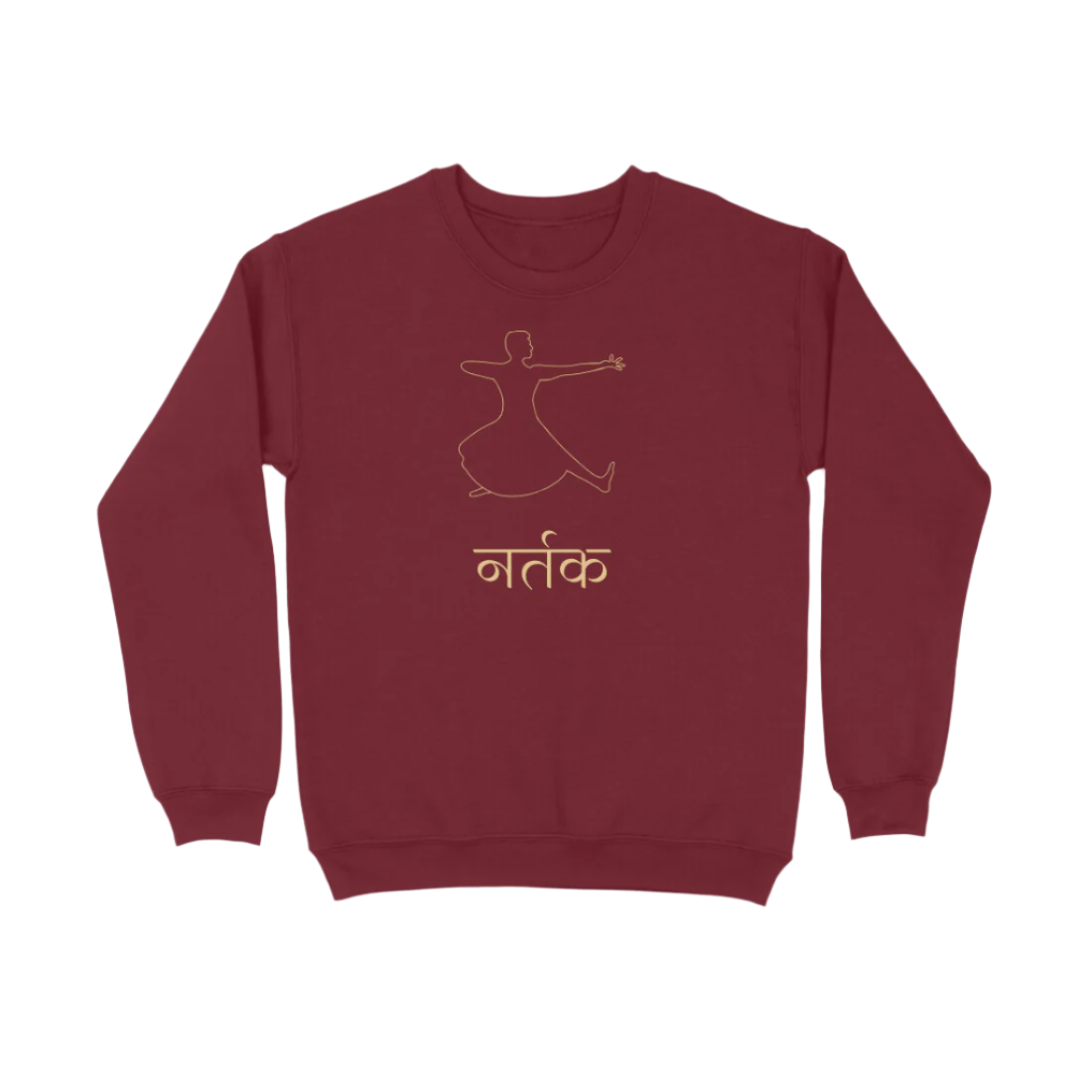 Bharatnatyam Nartak Sweatshirt maroon color featuring classical dance inspired mudra print for men dancers, Store Asmi