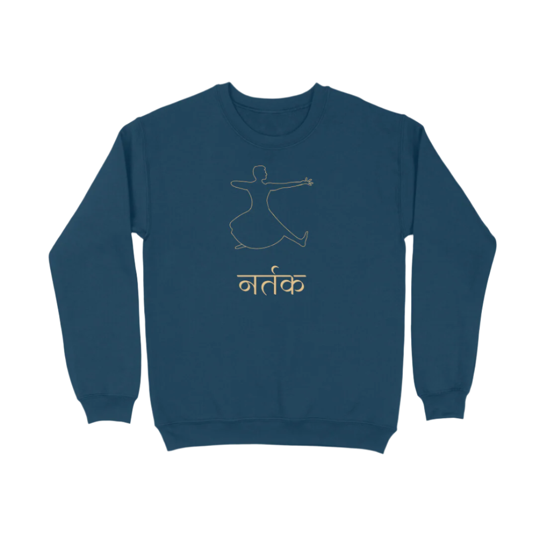 Bharatnatyam Nartak Sweatshirt navy blue color featuring classical dance inspired mudra print for men dancers, Store Asmi