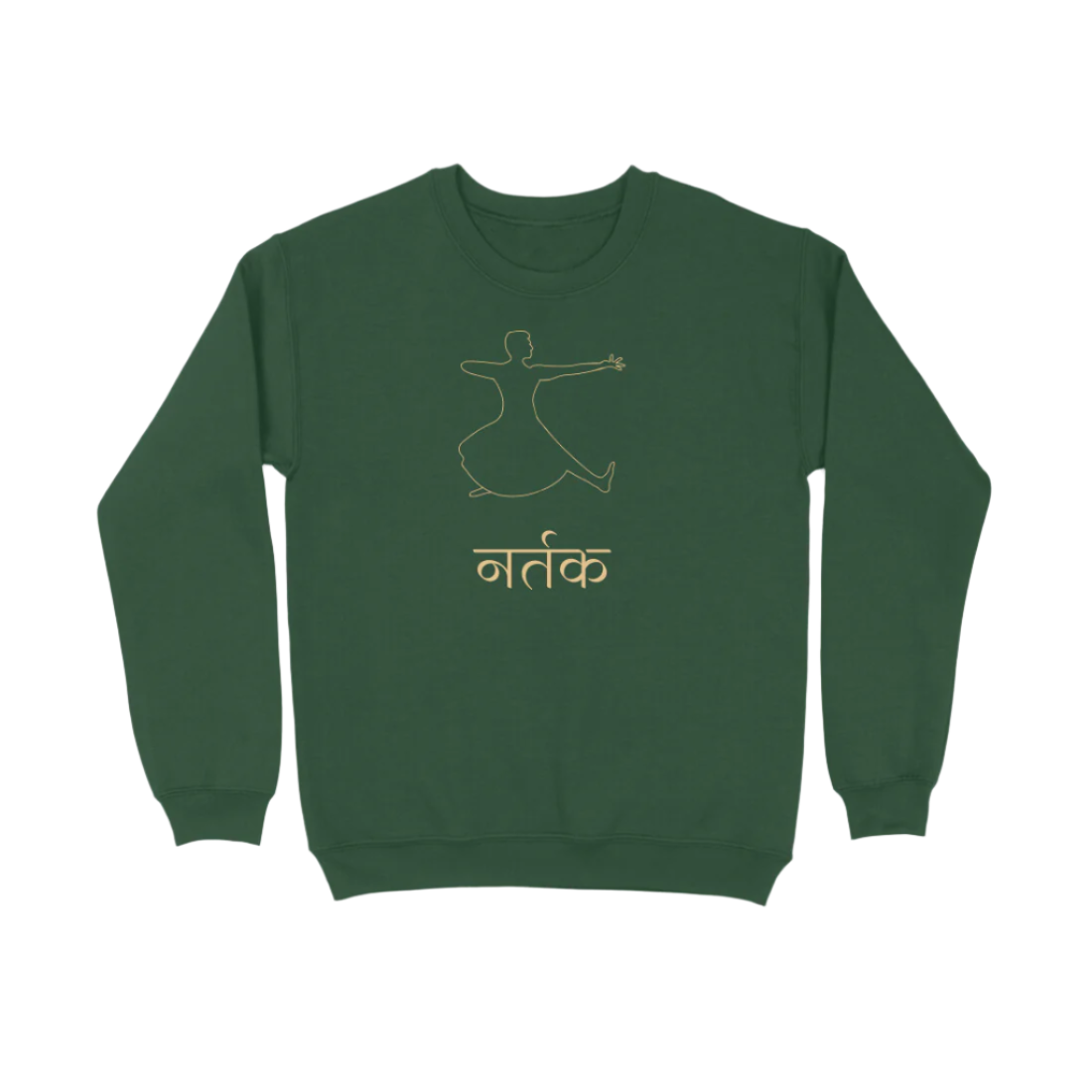 Bharatnatyam Nartak Sweatshirt olive green color featuring classical dance inspired mudra print for men dancers, Store Asmi