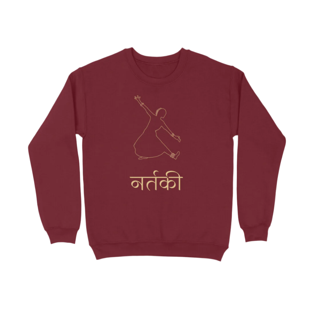 Bharatnatyam Nartaki Sweatshirt maroon color featuring Indian classical dance mudra print for women dancers, Store Asmi