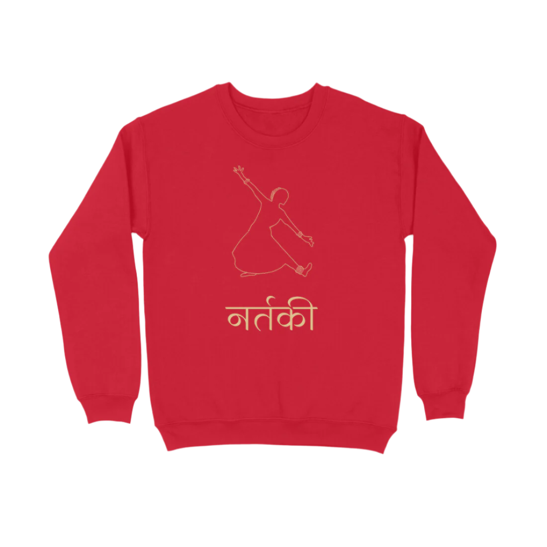 Bharatnatyam Nartaki Sweatshirt red color featuring Indian classical dance mudra print for women dancers, Store Asmi
