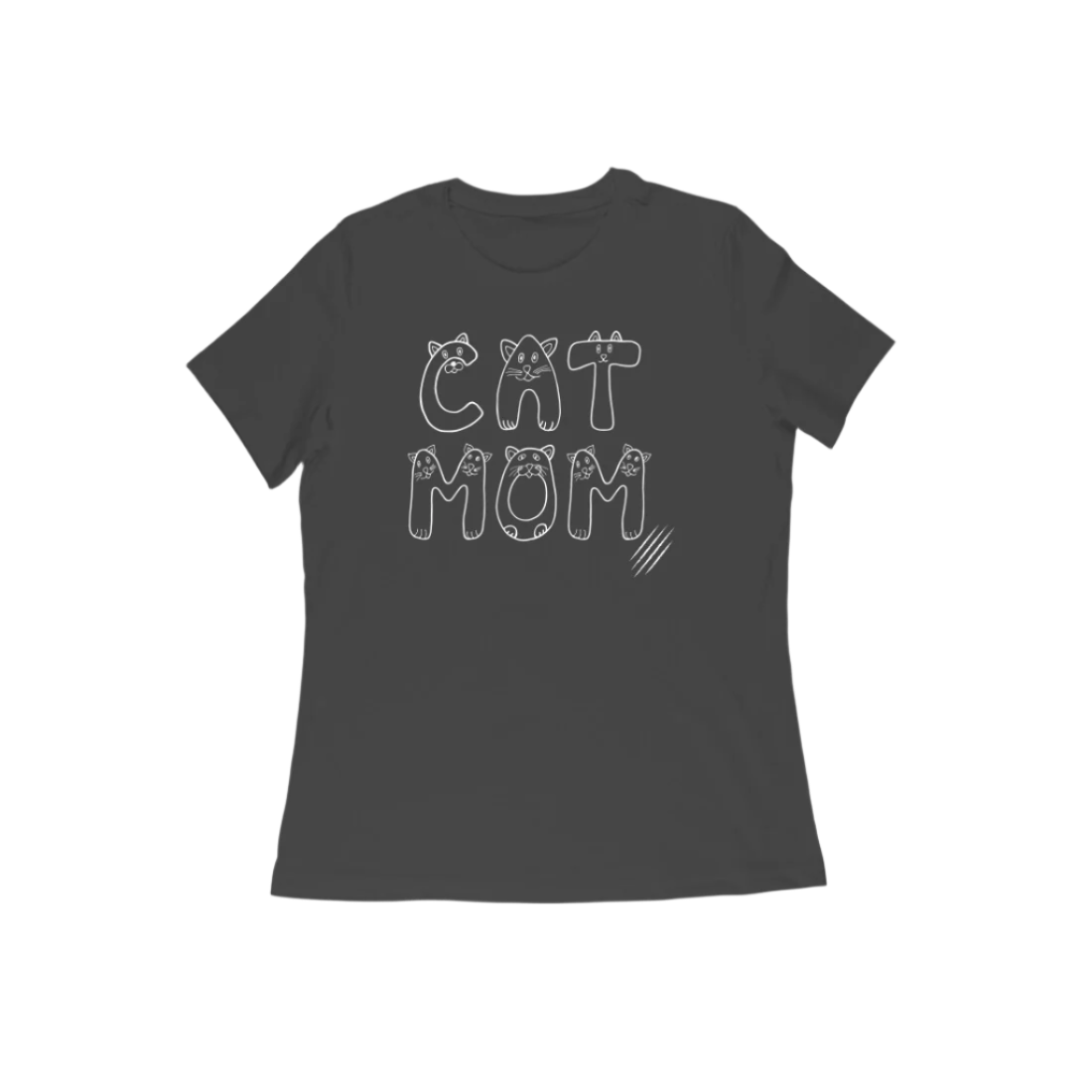 Cat Mom women’s black Animal Lover Gift T-Shirt with cute cat face typography design by Store Asmi