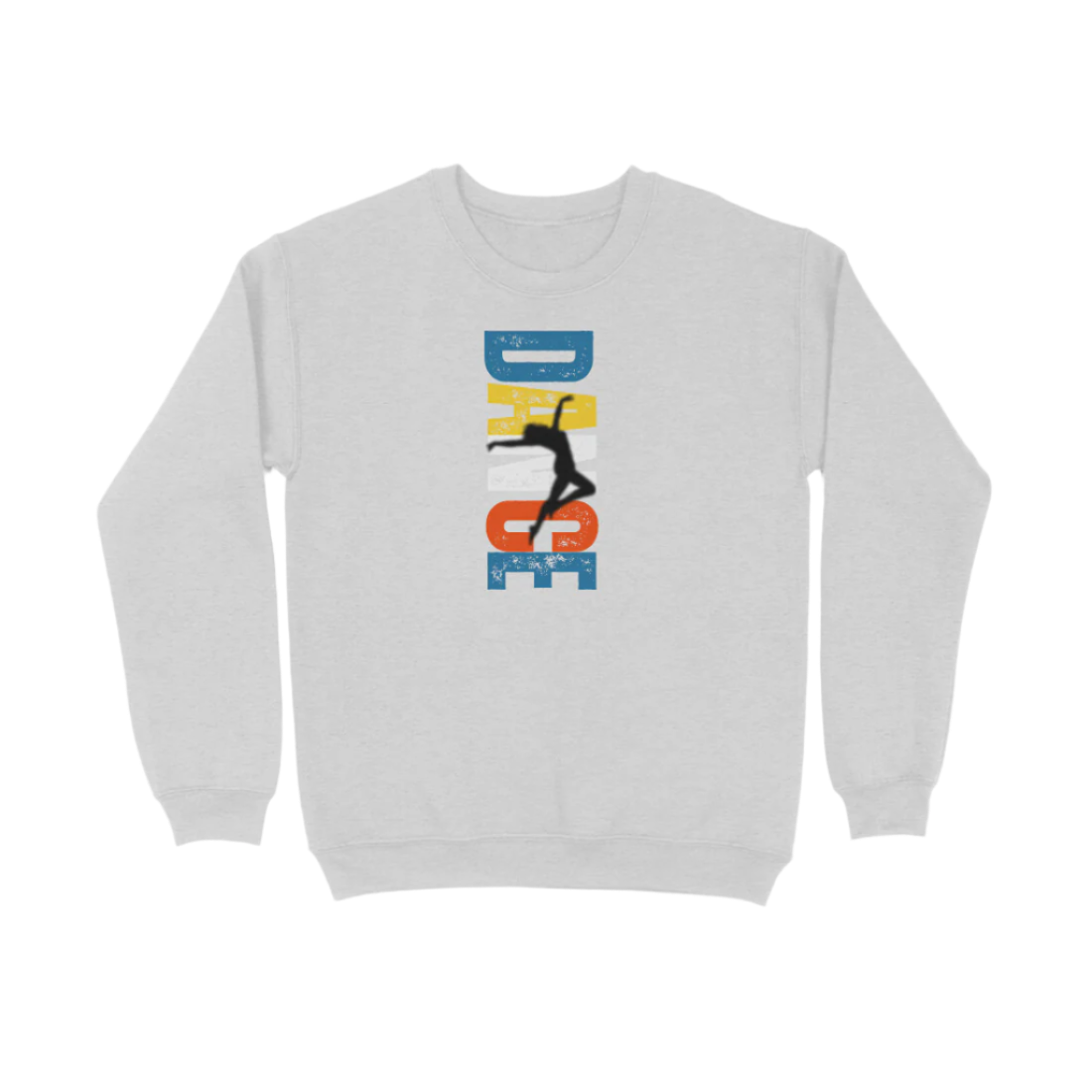 Dance Melange Grey Unisex Graphic Sweatshirt from Store Asmi with bold typography and dancer silhouette, perfect for performers.