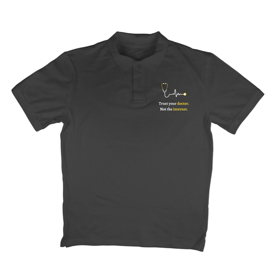 Doctor Unisex Polo T-Shirt in black with collar design and half sleeves.