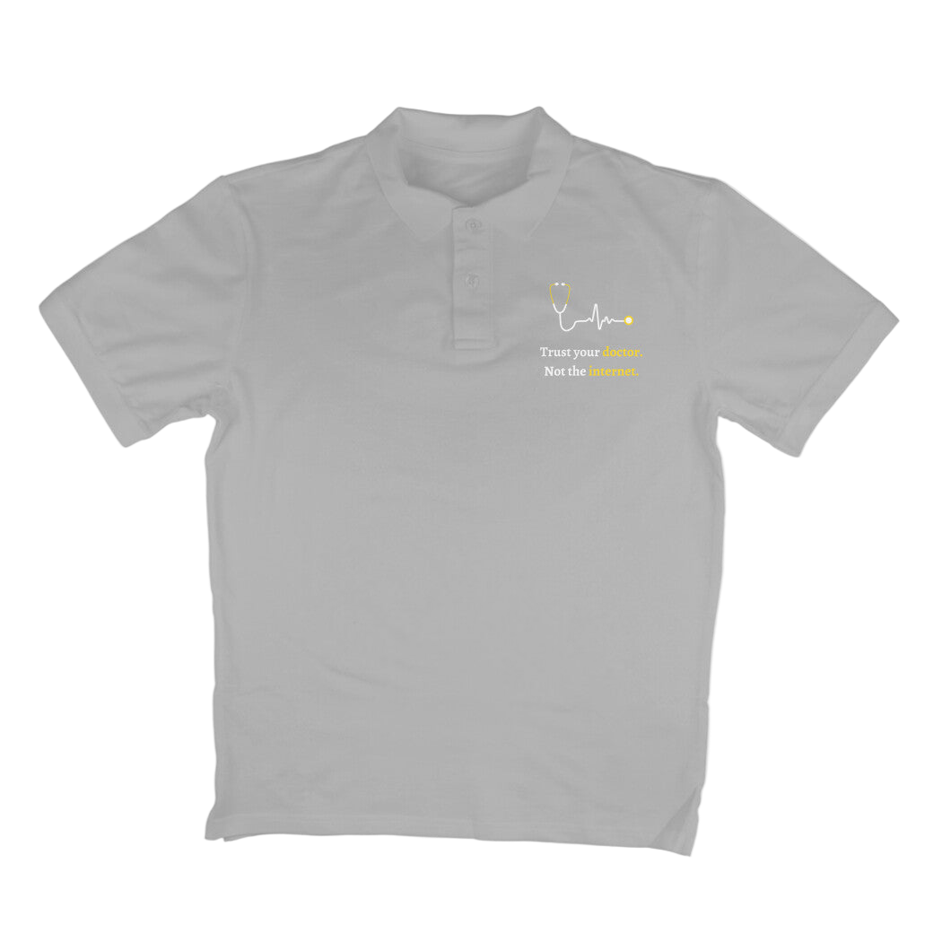 Doctor Unisex Polo T-Shirt in melange grey with collar design and half sleeves.