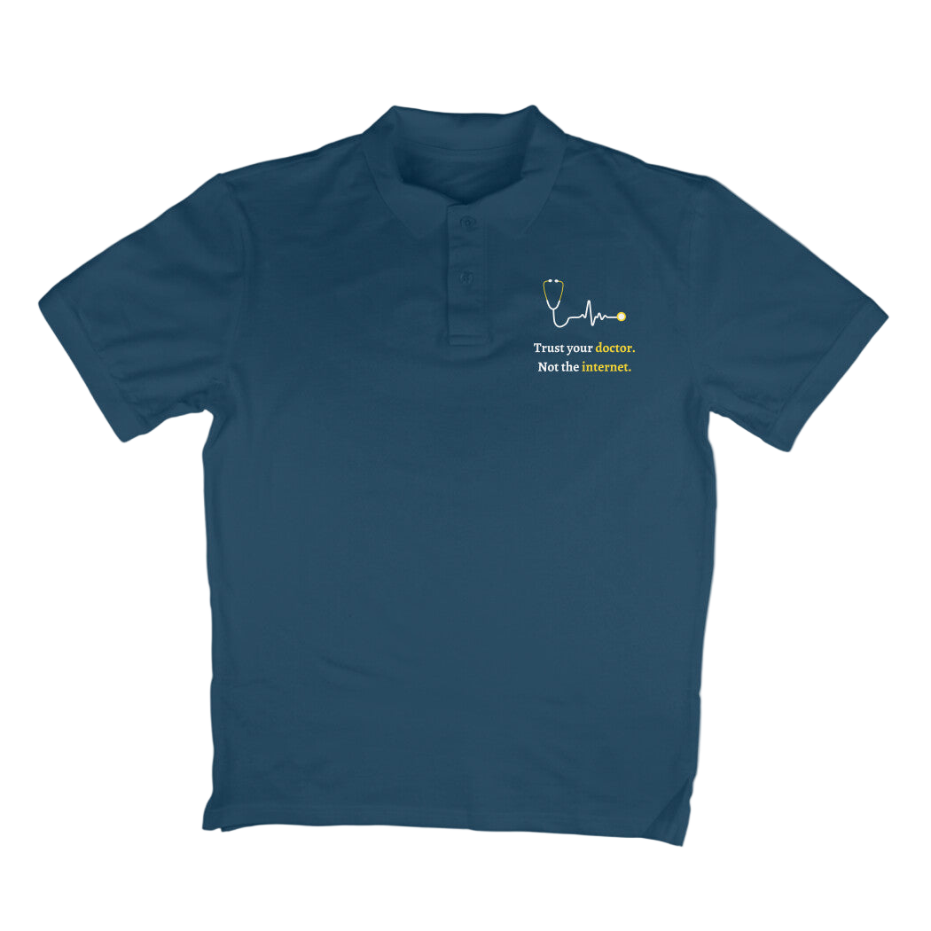Doctor Unisex Polo T-Shirt in navy blue with collar design and half sleeves.