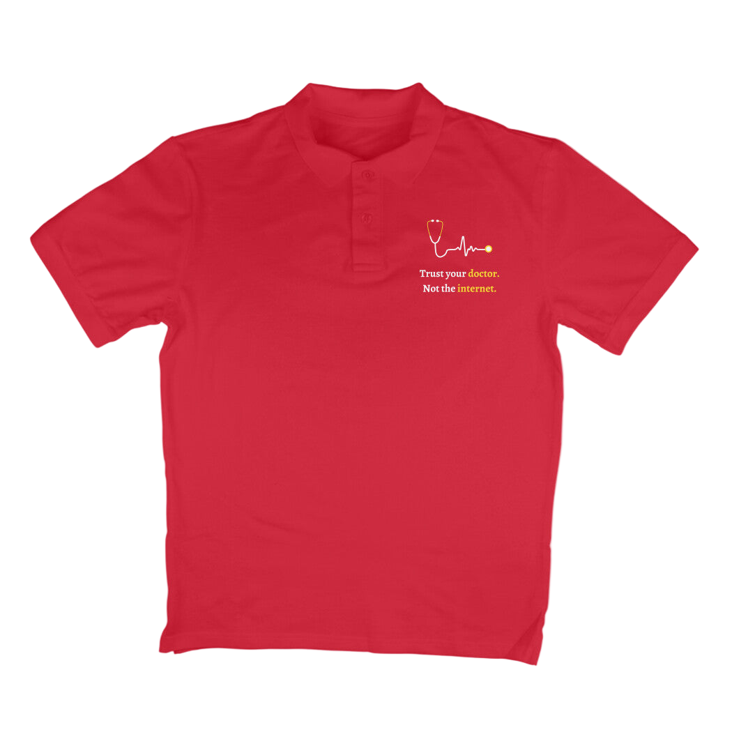 Doctor Unisex Polo T-Shirt in red with collar design and half sleeves.