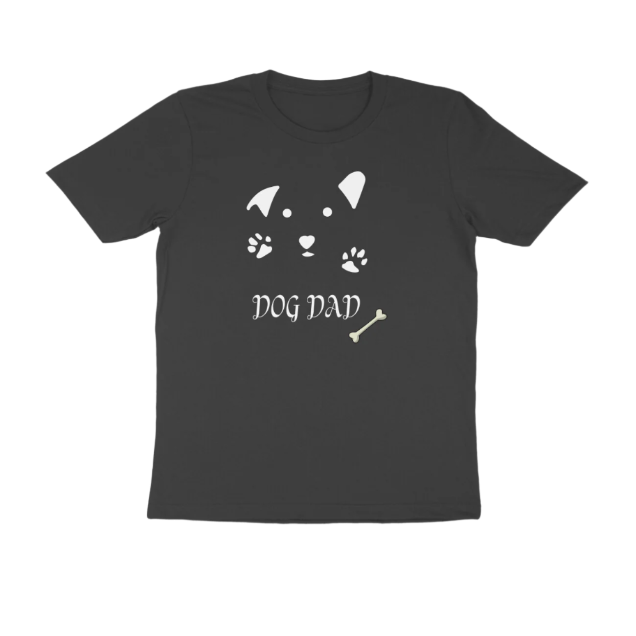 Dog Dad Men’s T-Shirt black with dog face and bone graphic, funny animal lover gift t-shirt by Store Asmi