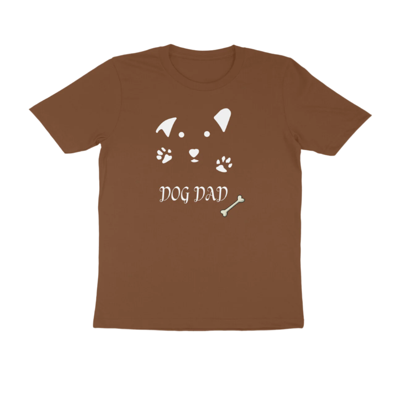 Dog Dad Men’s T-Shirt coffee brown with dog face and bone graphic, funny animal lover gift t-shirt by Store Asmi