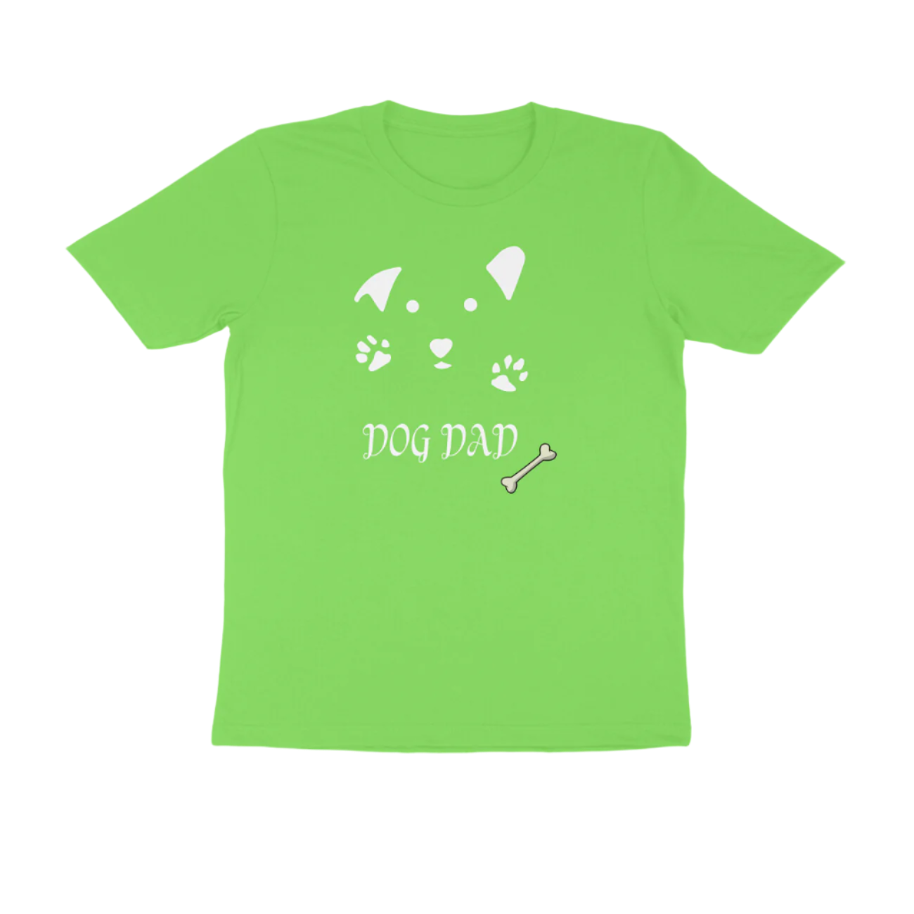 Dog Dad Men’s T-Shirt liril green with dog face and bone graphic, funny animal lover gift t-shirt by Store Asmi