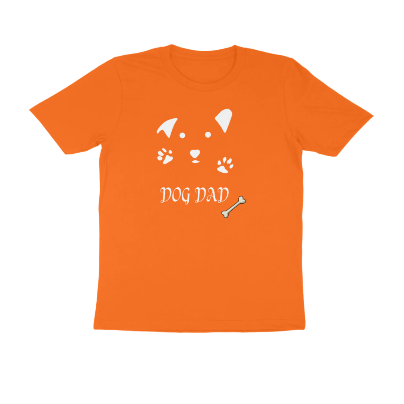 Dog Dad Men’s T-Shirt orange with dog face and bone graphic, funny animal lover gift t-shirt by Store Asmi