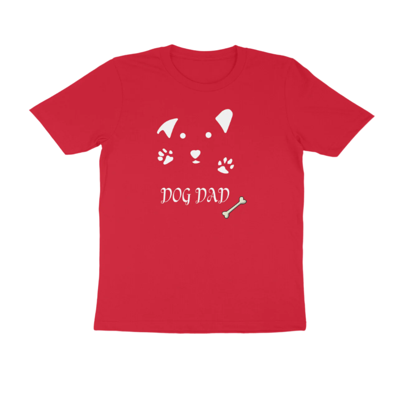Dog Dad Men’s T-Shirt red with dog face and bone graphic, funny animal lover gift t-shirt by Store Asmi