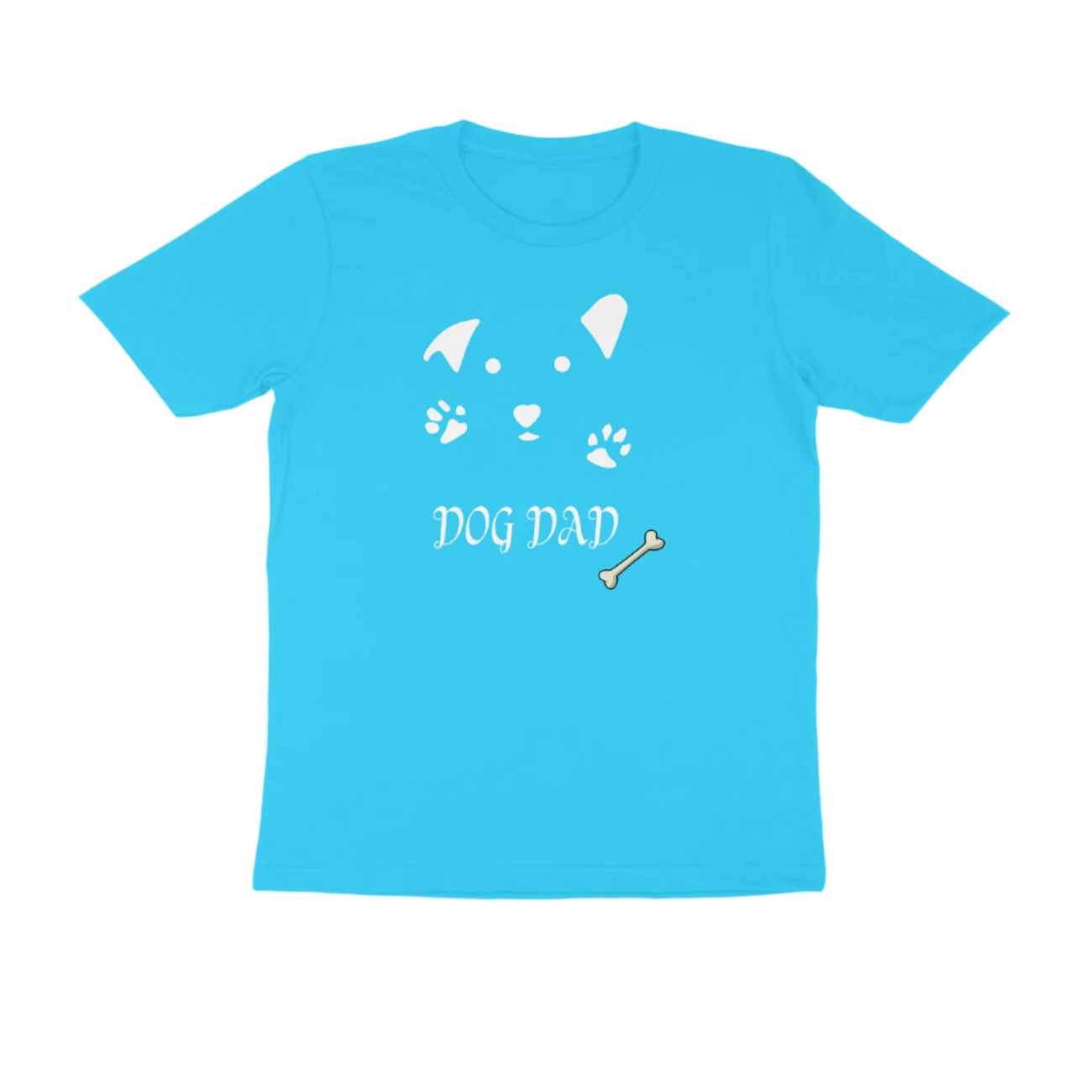Dog Dad Men’s T-Shirt sky blue with dog face and bone graphic, funny animal lover gift t-shirt by Store Asmi