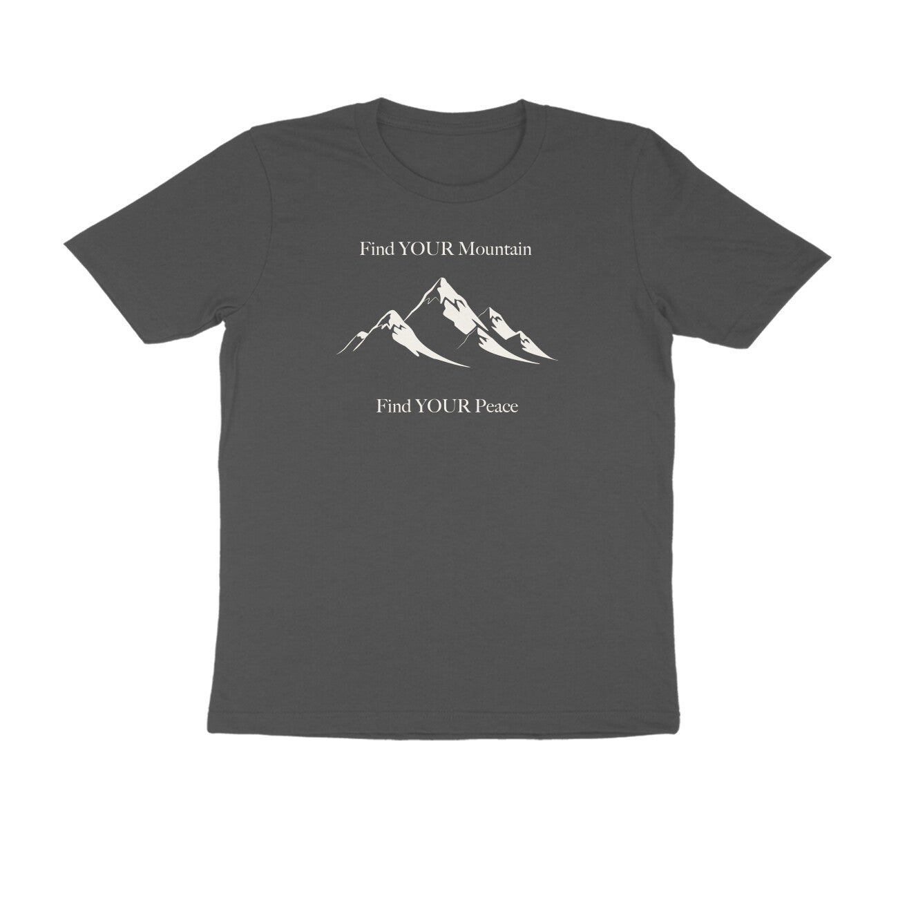 Find Your Mountain graphic printed men's t-shirt in charcoal grey green color - front view