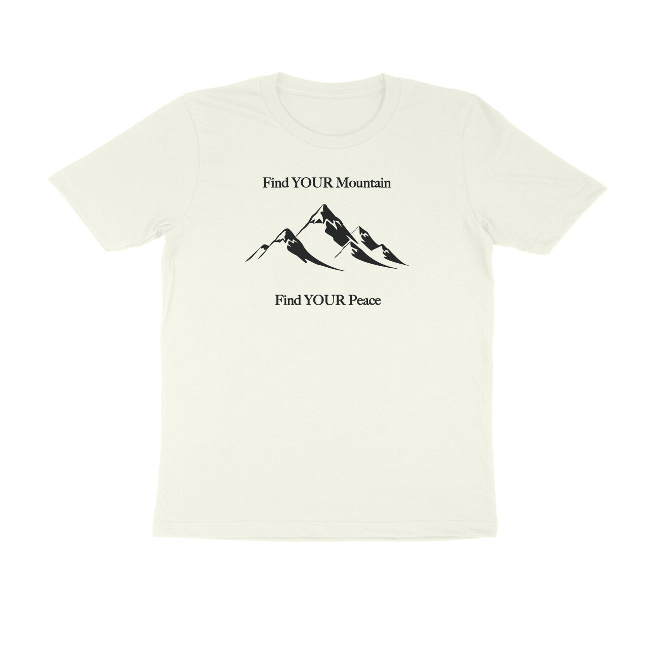 Find Your Mountain graphic printed men's t-shirt in ivory color - front view
