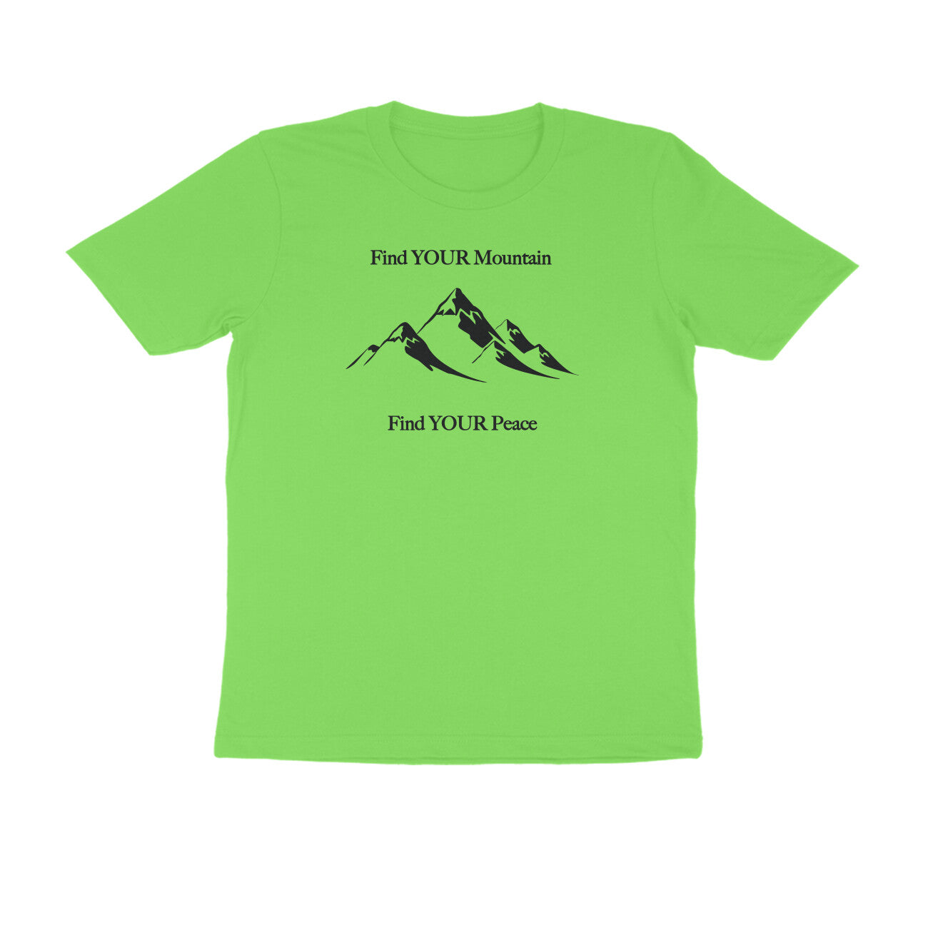 Find Your Mountain graphic printed men's t-shirt in liril green color - front view