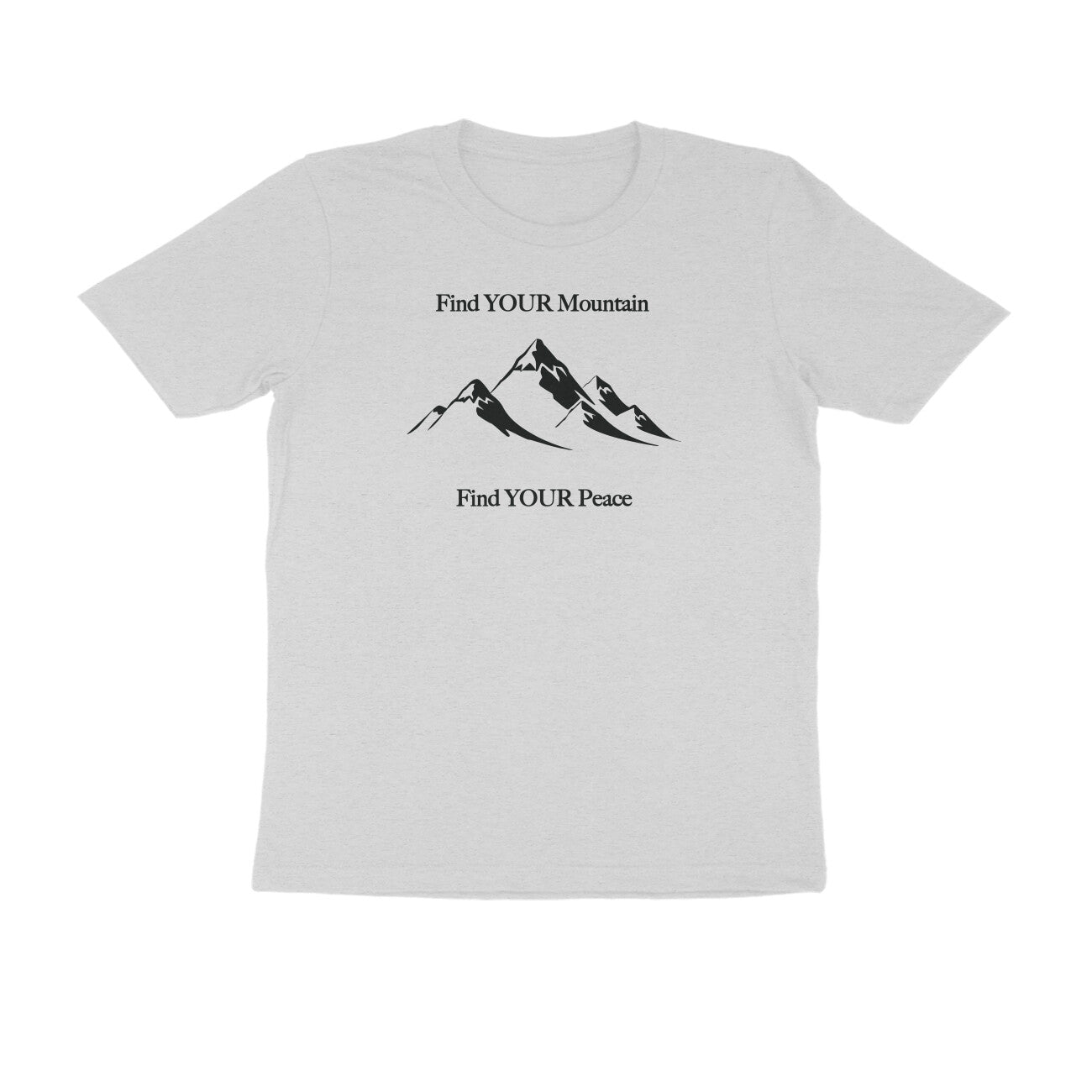 Find Your Mountain graphic printed men's t-shirt in melange grey color - front view