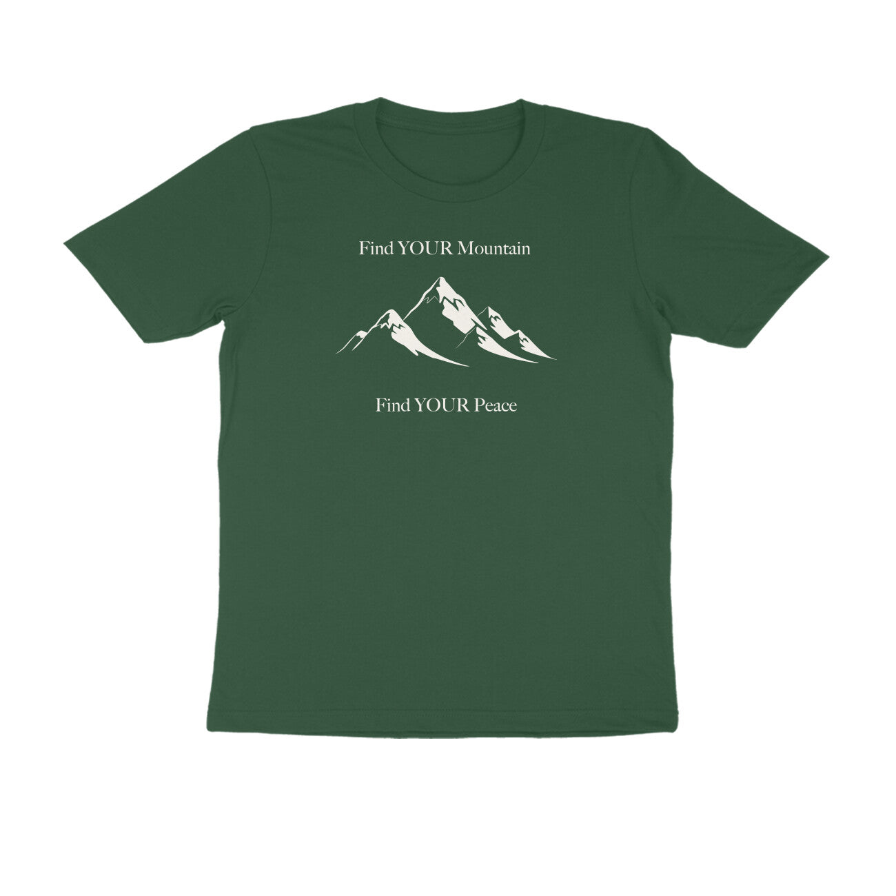 Find Your Mountain graphic printed men's t-shirt in olive green color - front view
