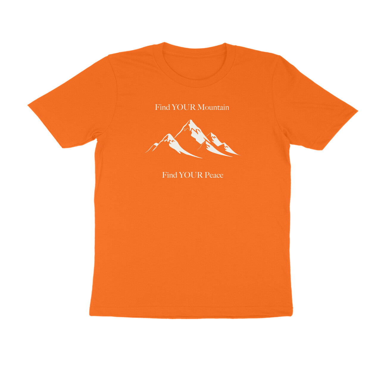Find Your Mountain graphic printed men's t-shirt in orange color - front view