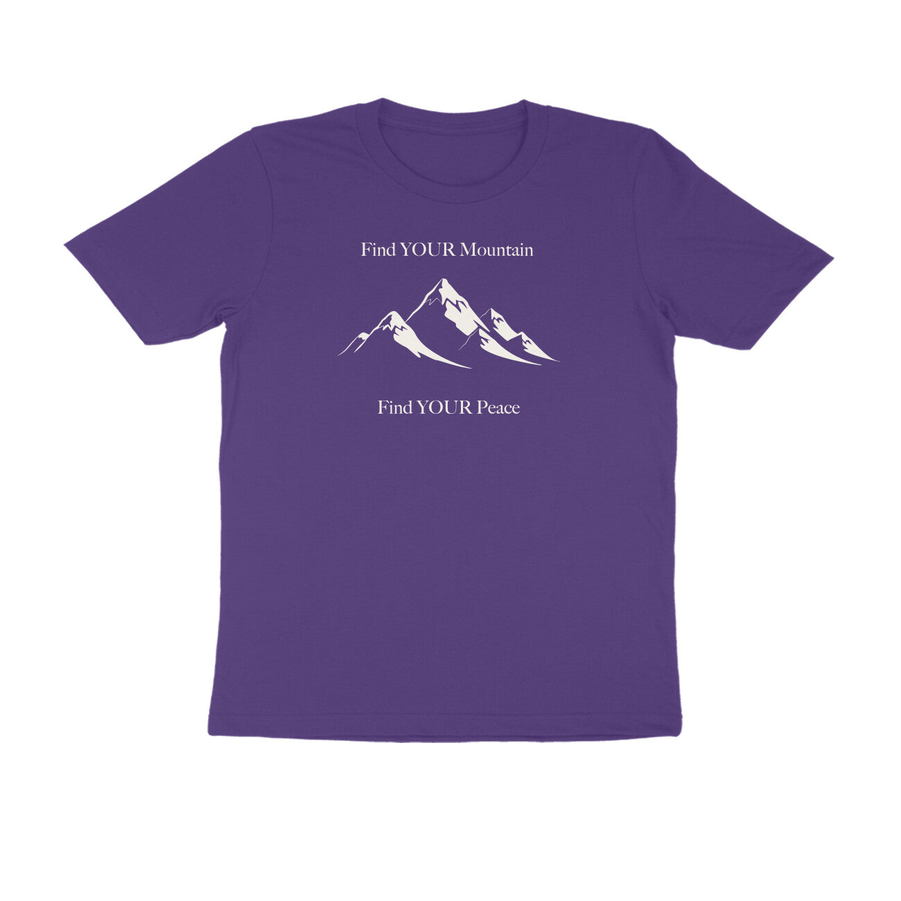 Find Your Mountain graphic printed men's t-shirt in purple color - front view