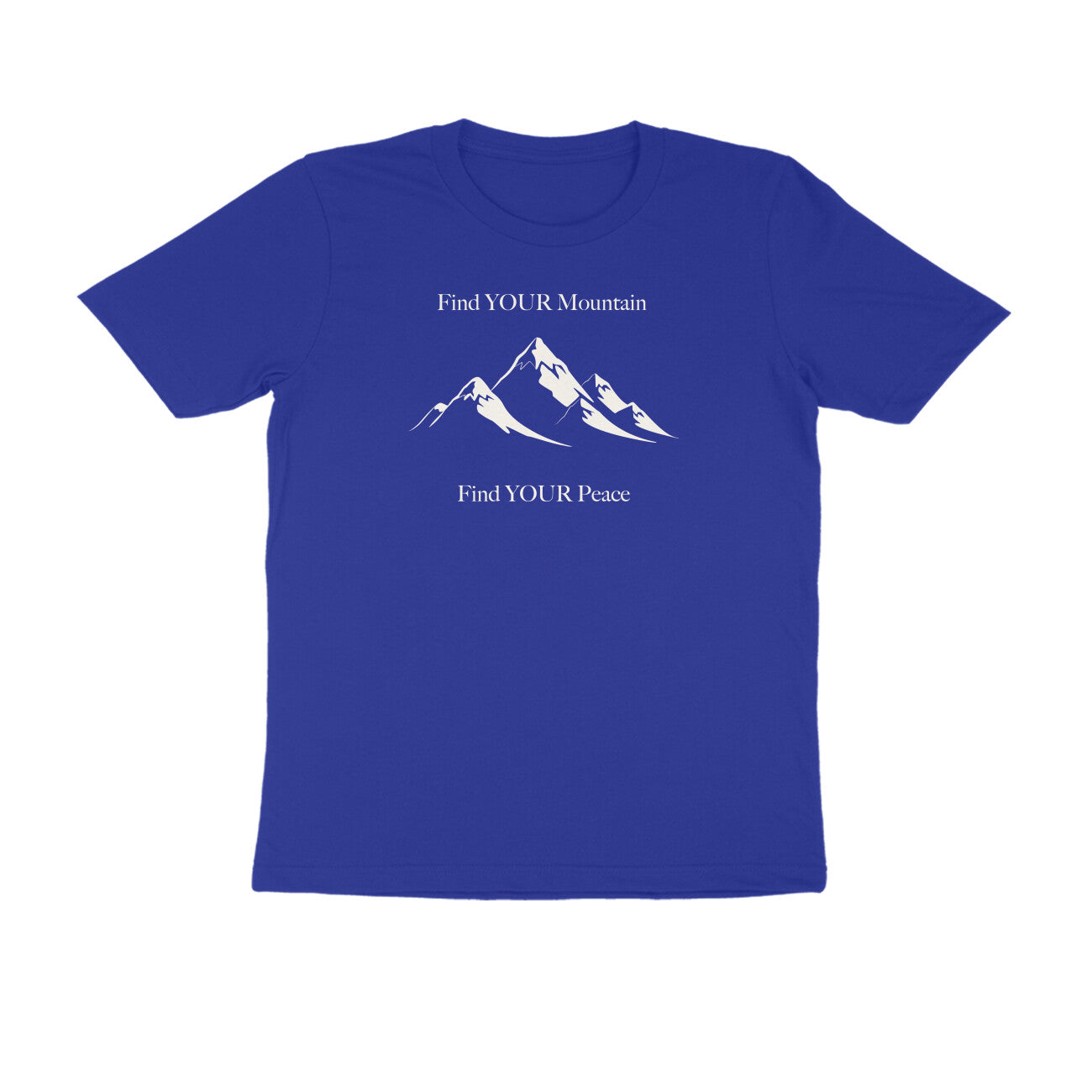 Find Your Mountain graphic printed men's t-shirt in royal blue color - front view