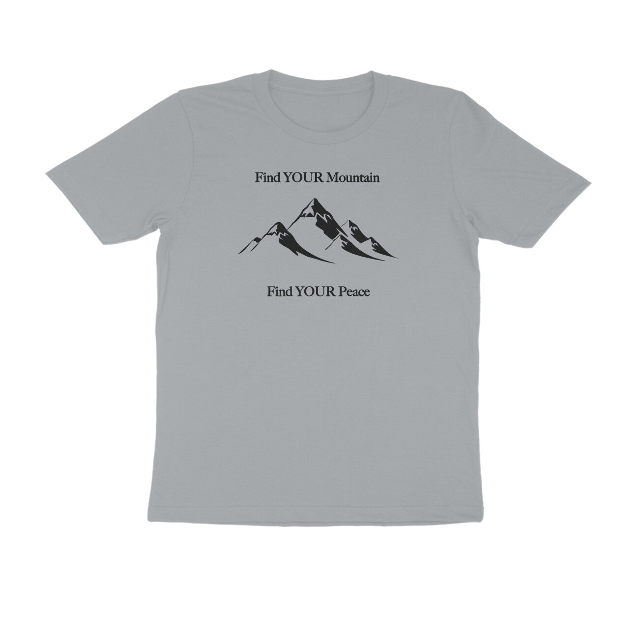 Find Your Mountain graphic printed men's t-shirt in silver frost color - front view