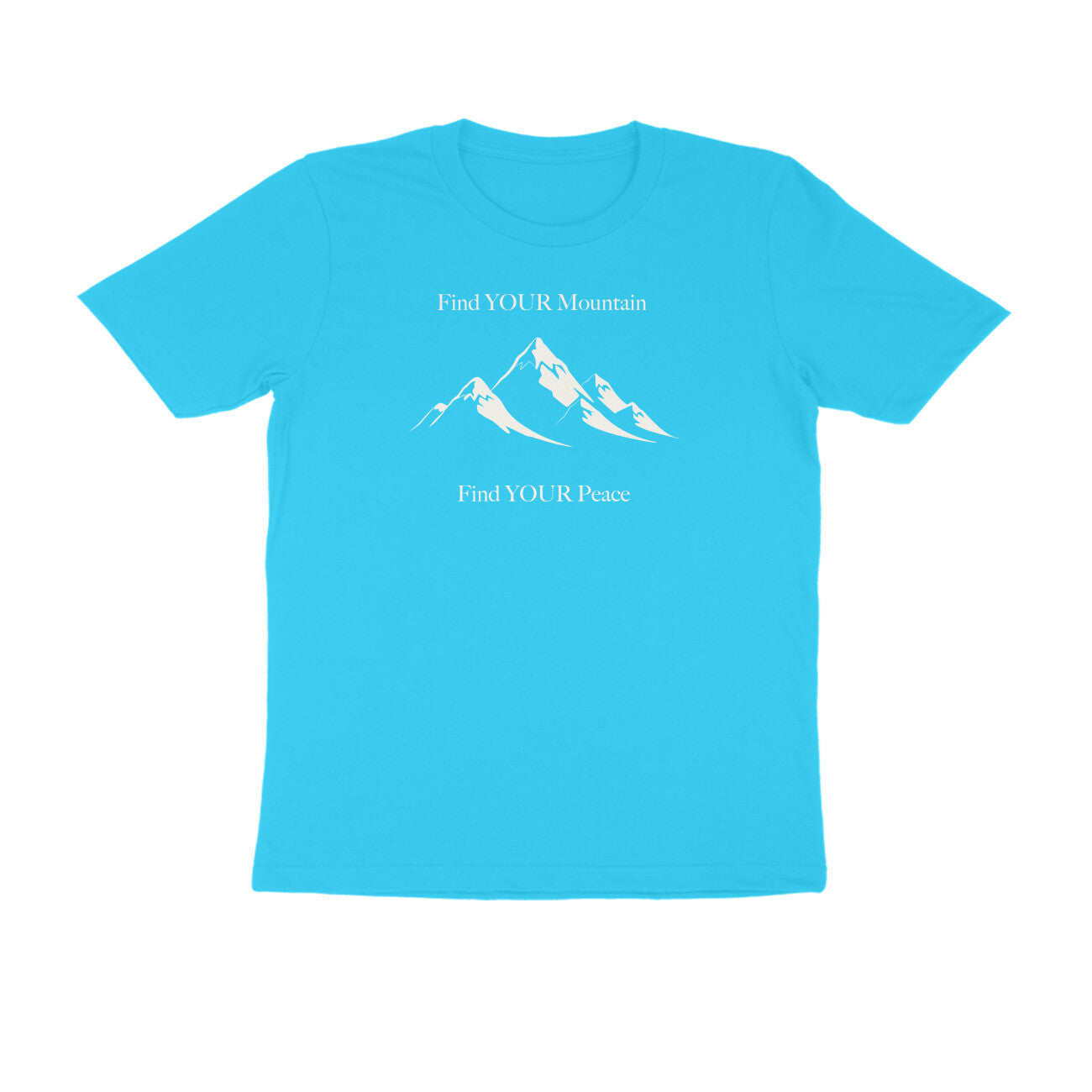 Find Your Mountain graphic printed men's t-shirt in sky blue color - front view
