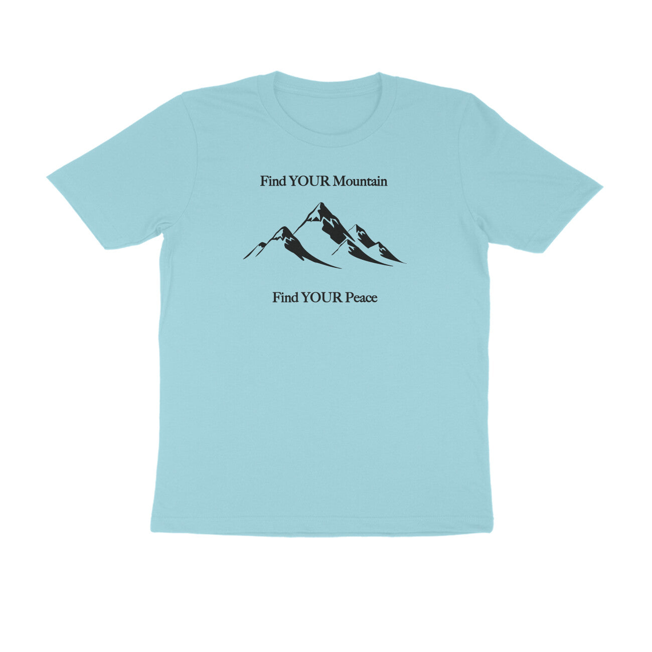 Find Your Mountain graphic printed men's t-shirt in surf blue color - front view
