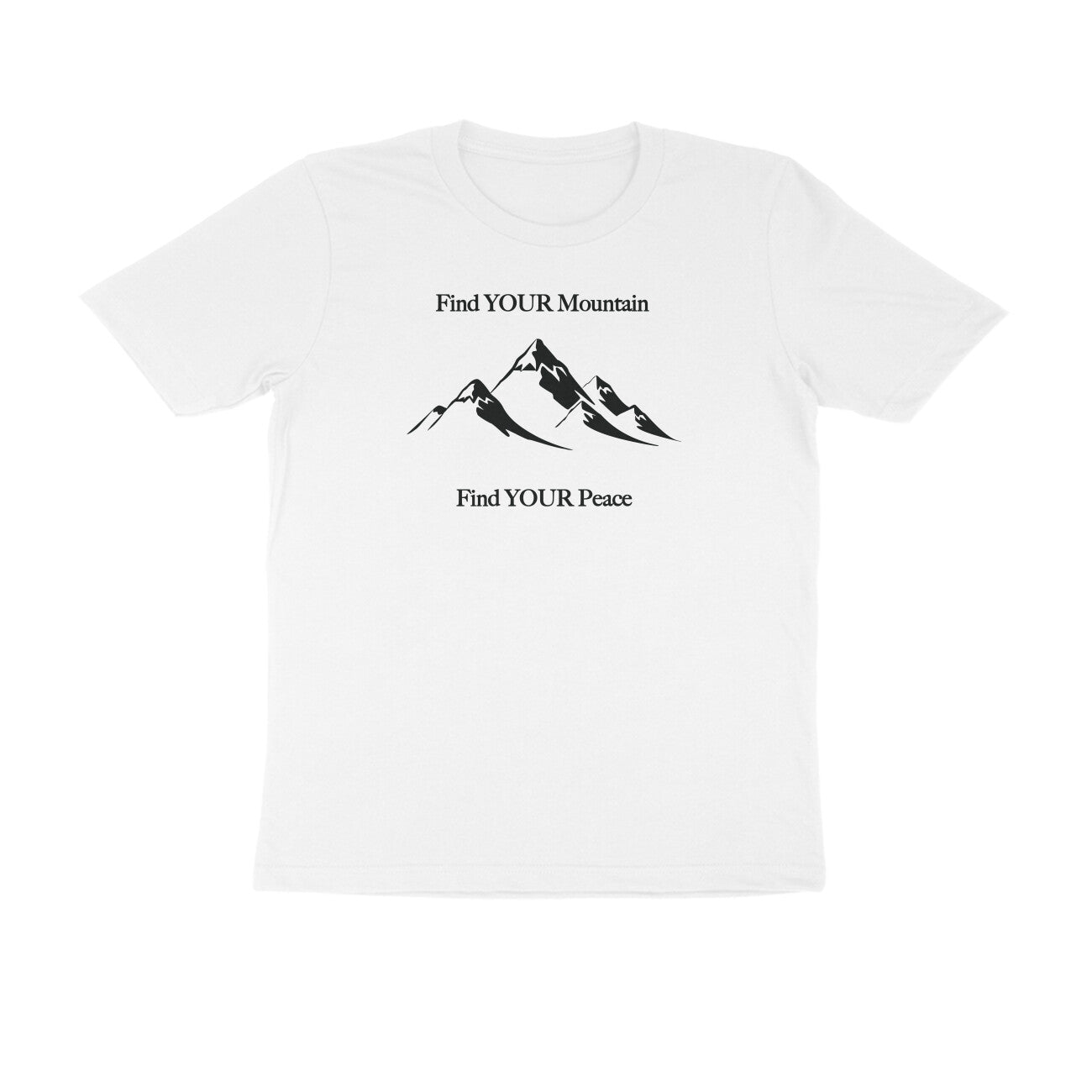 Find Your Mountain graphic printed men's t-shirt in white color - front view