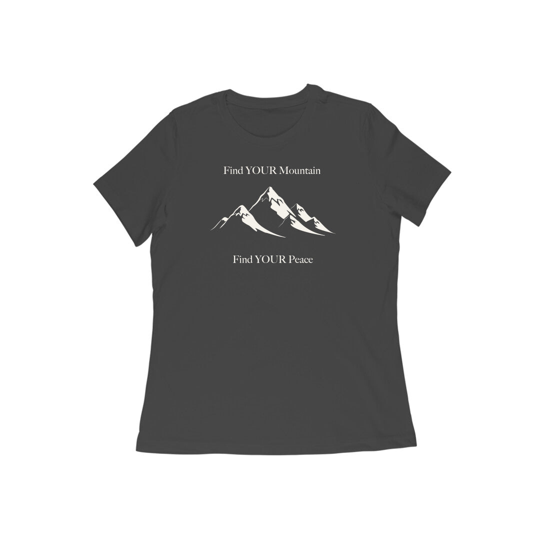 Find Your Mountain graphic printed women's t-shirt in black color - front view