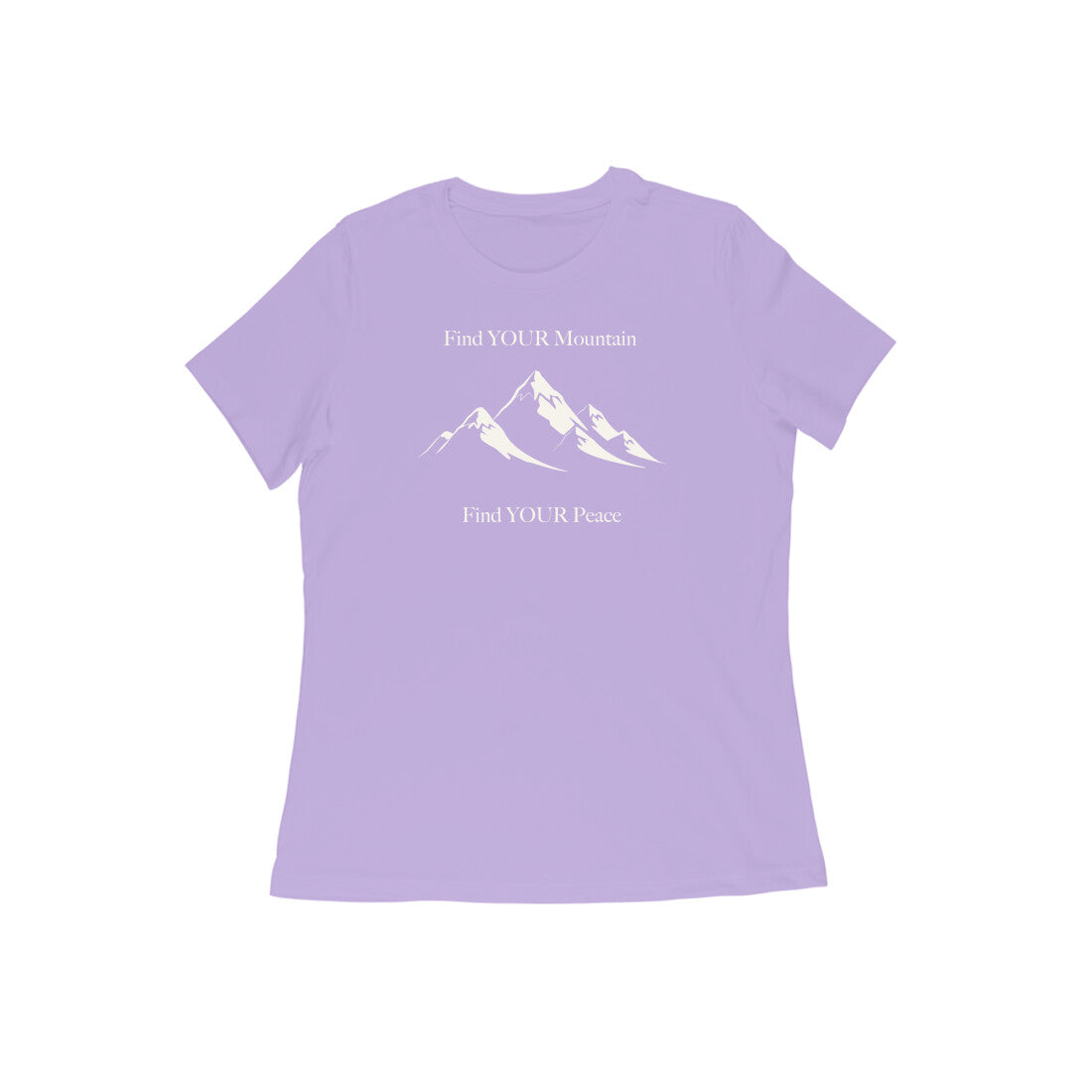 Find Your Mountain graphic printed women's t-shirt in iris lavender color - front view