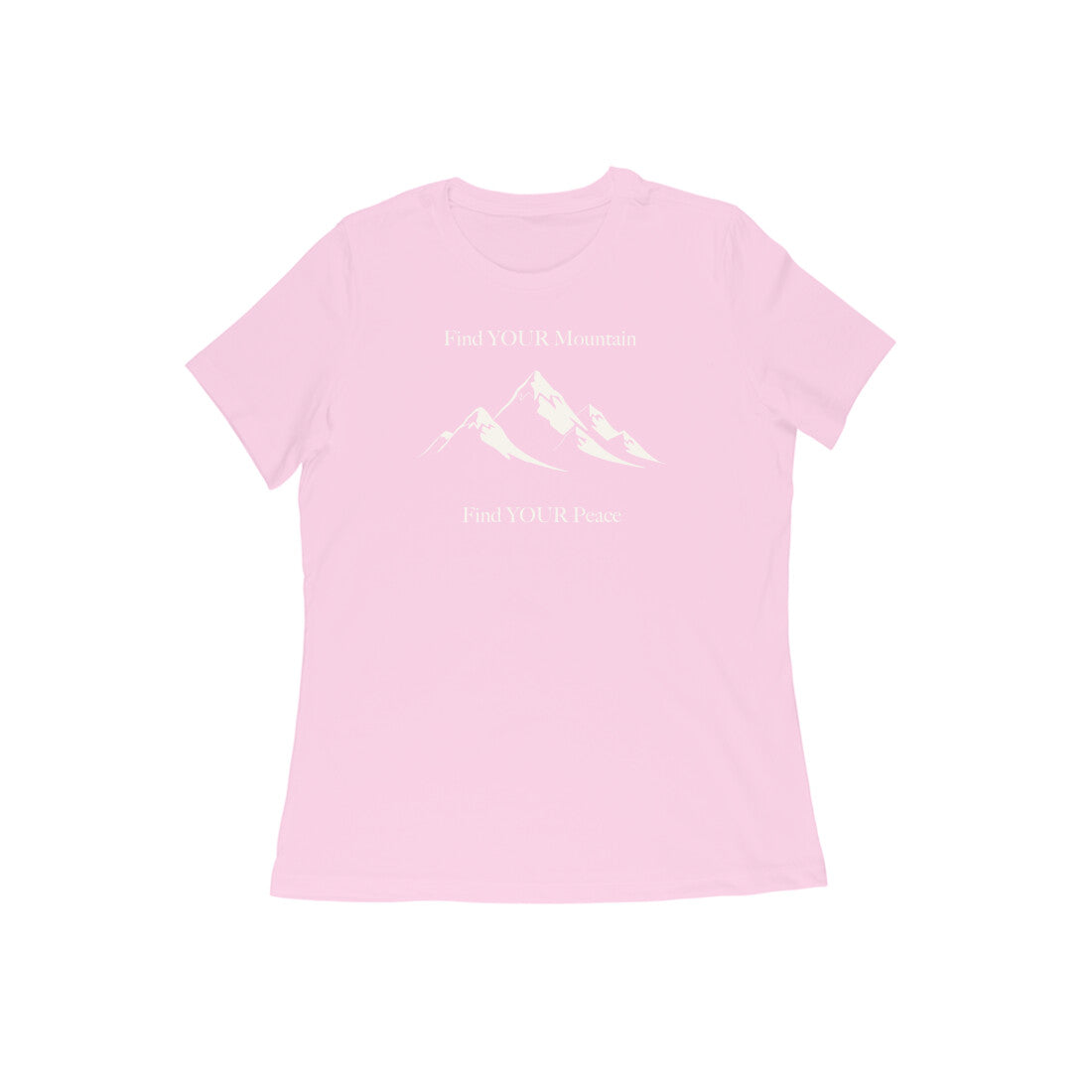Find Your Mountain graphic printed women's t-shirt in light pink color - front view