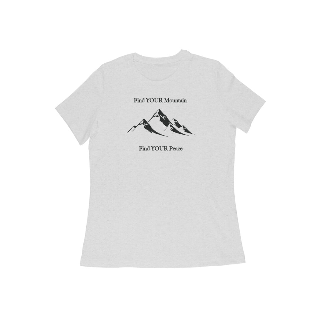 Find Your Mountain graphic printed women's t-shirt in melange grey color - front view