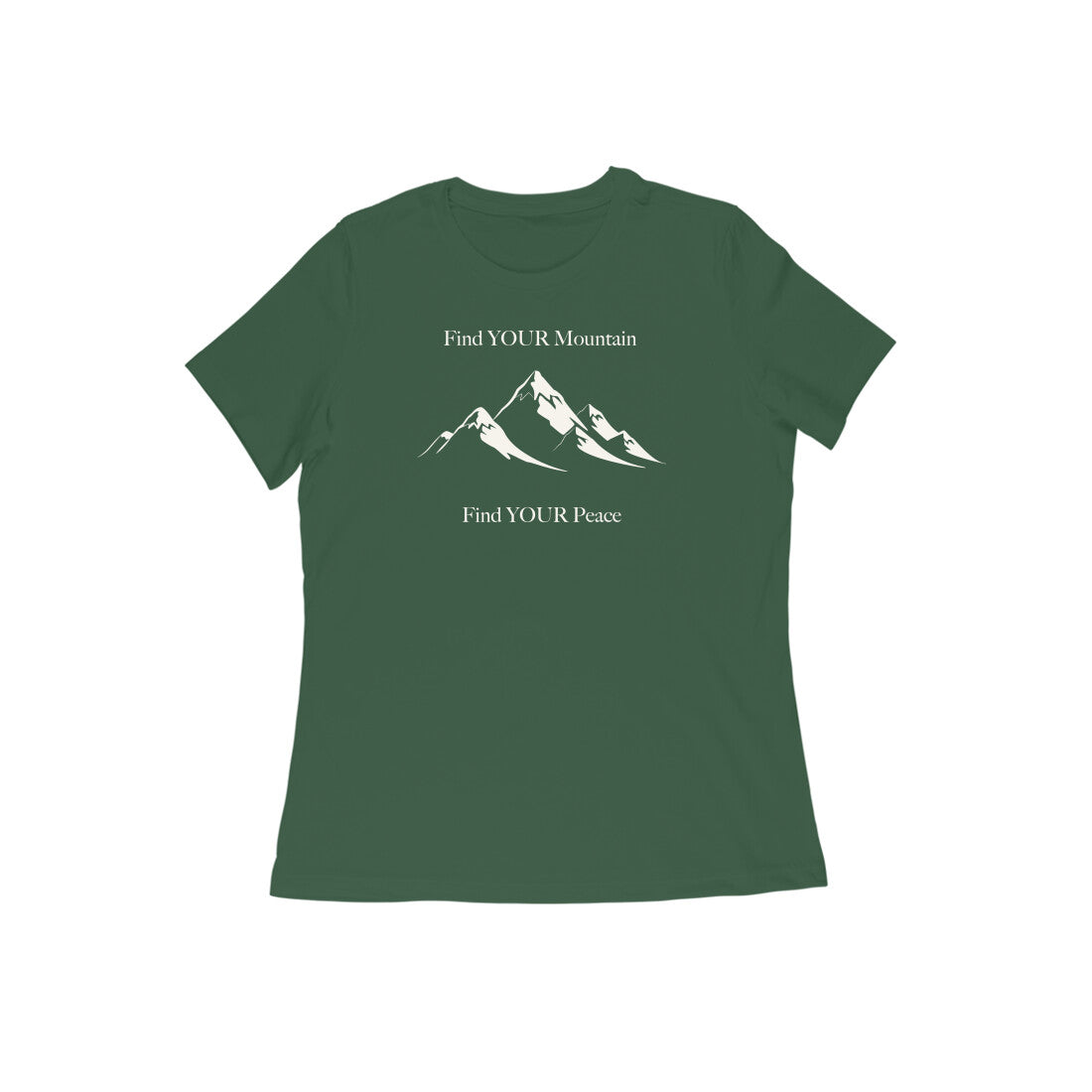 Find Your Mountain graphic printed women's t-shirt in olive green color - front view
