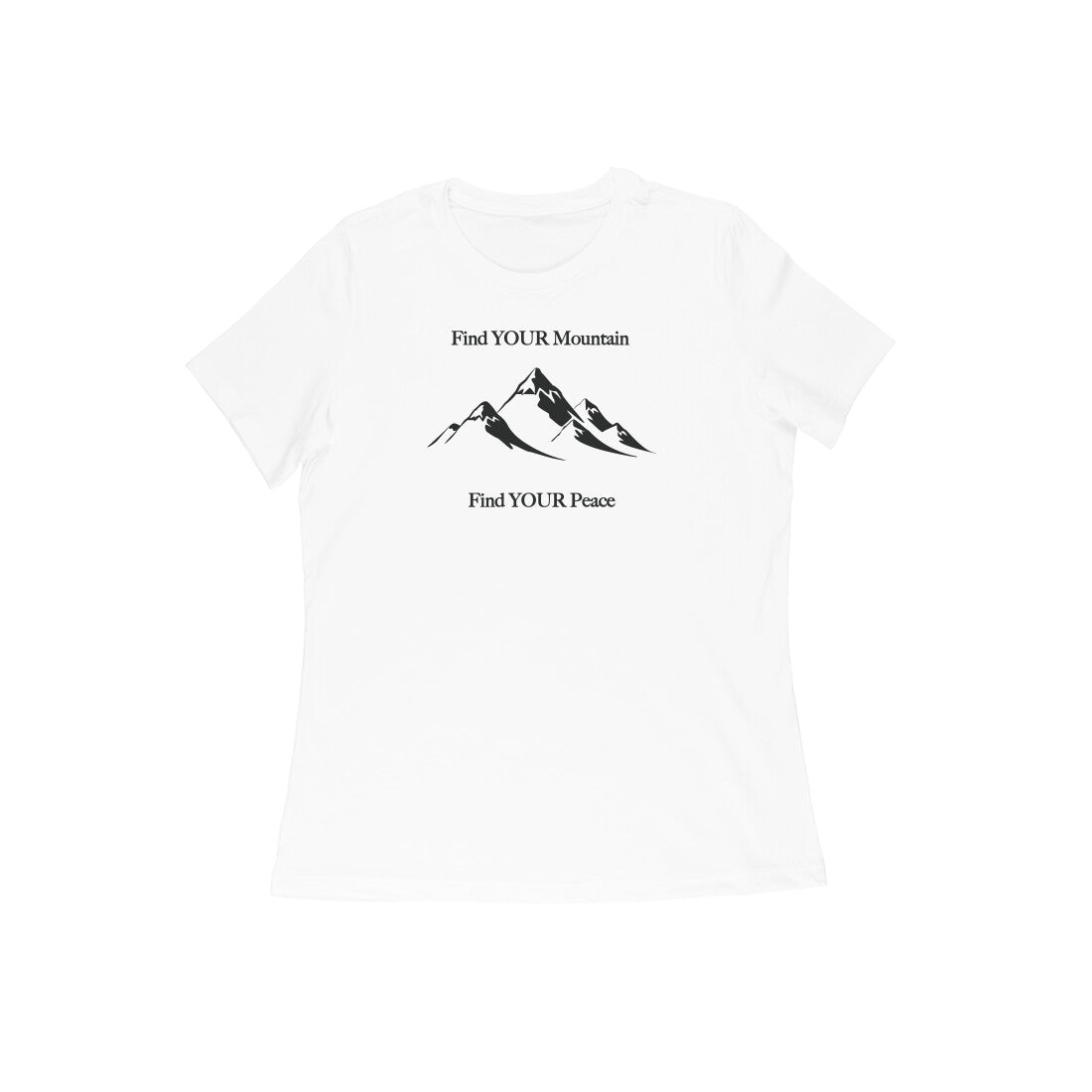 Find Your Mountain graphic printed women's t-shirt in white color - front view
