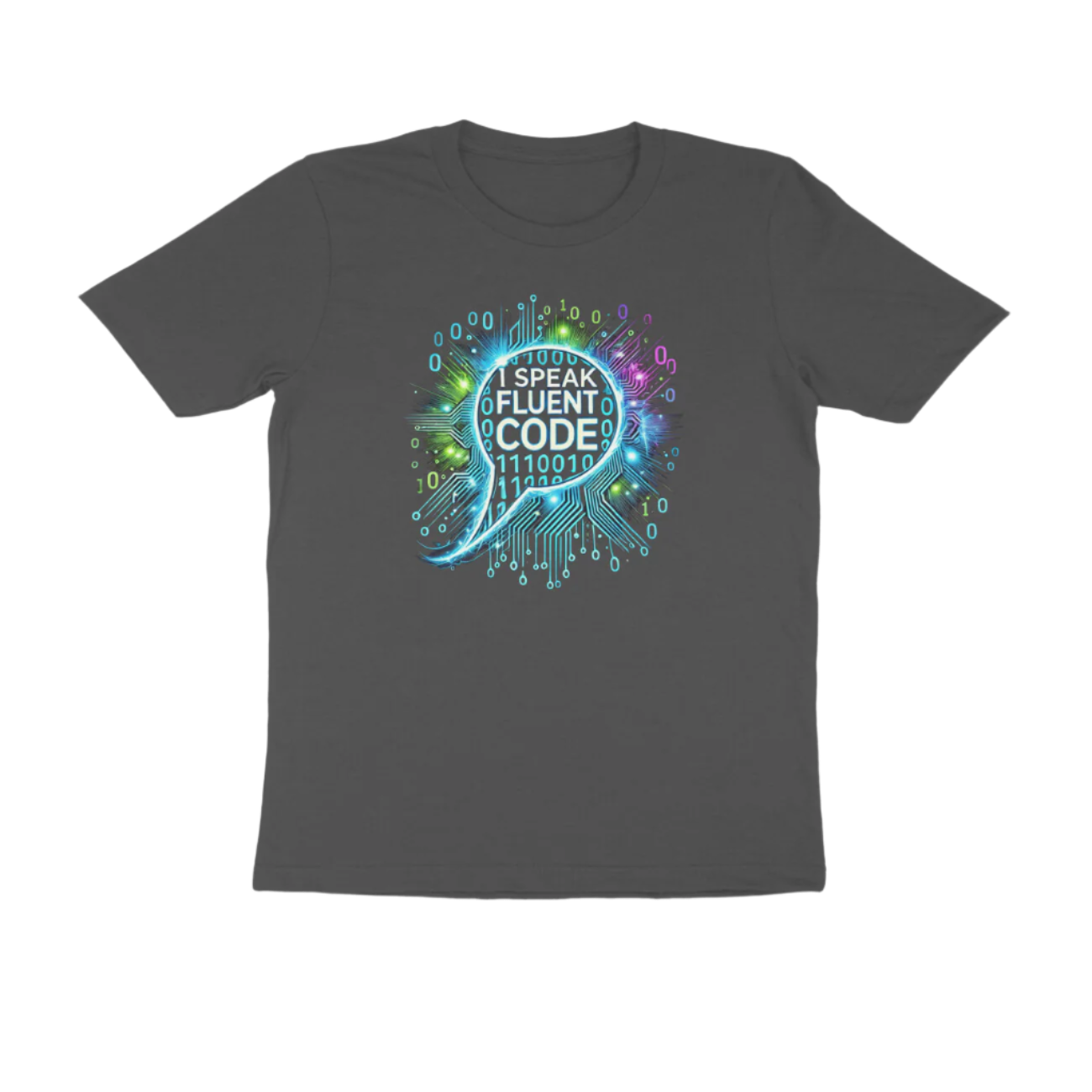 Fluent Code Men's T-Shirt charcoal grey color for programmers and developers with I Speak Fluent Code quote, Store Asmi