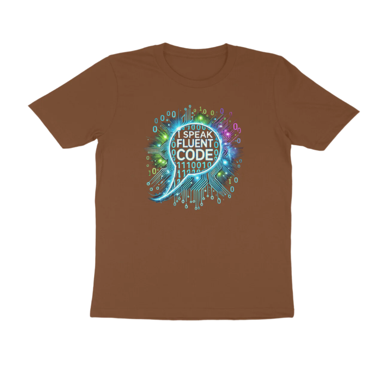 Fluent Code Men's T-Shirt coffee brown color for programmers and developers with I Speak Fluent Code quote, Store Asmi
