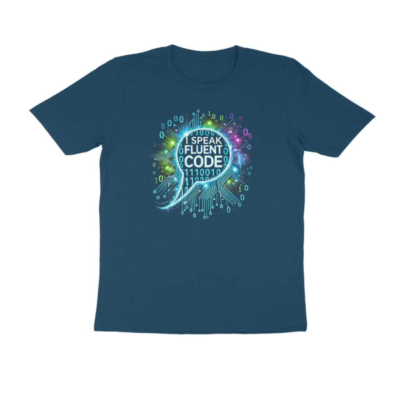 Fluent Code Men's T-Shirt navy blue color for programmers and developers with I Speak Fluent Code quote, Store Asmi