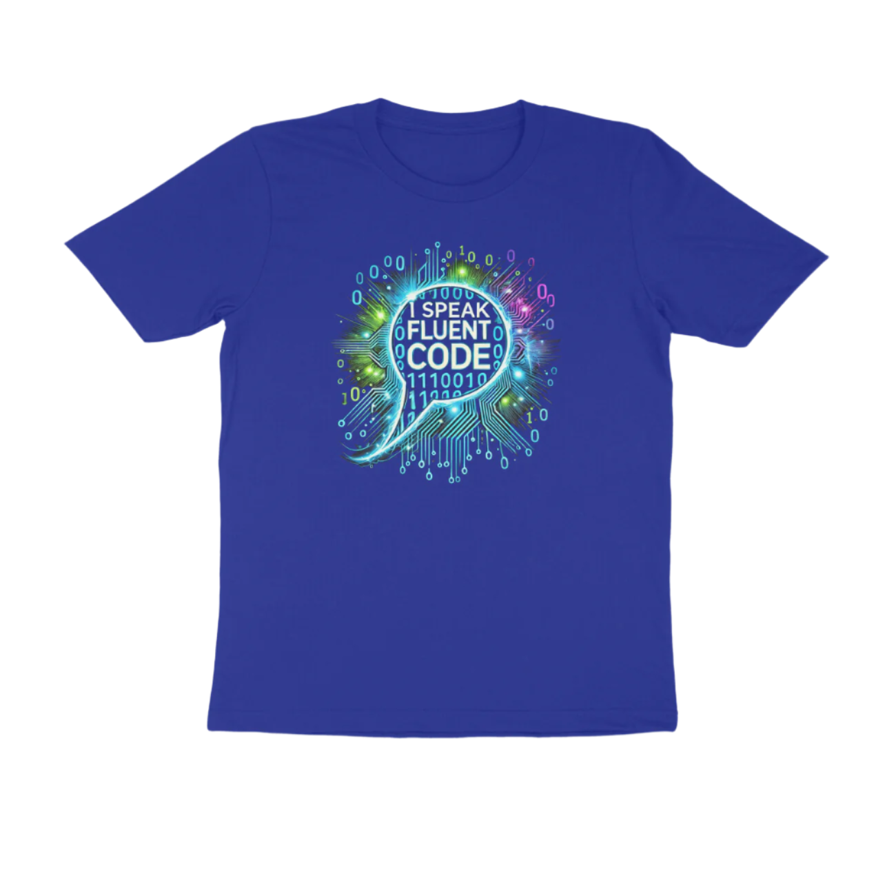 Fluent Code Men's T-Shirt royal blue color for programmers and developers with I Speak Fluent Code quote, Store Asmi