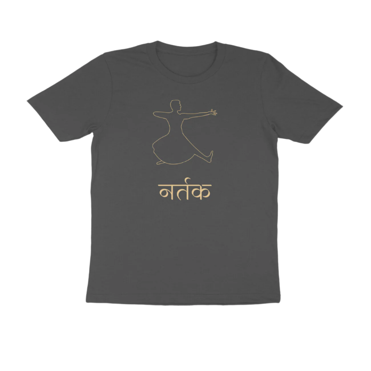 Nartak Bharatnatyam Men's T-Shirt charcoal grey color with classical dance graphic print inspired by Indian mudras and heritage art, Store Asmi