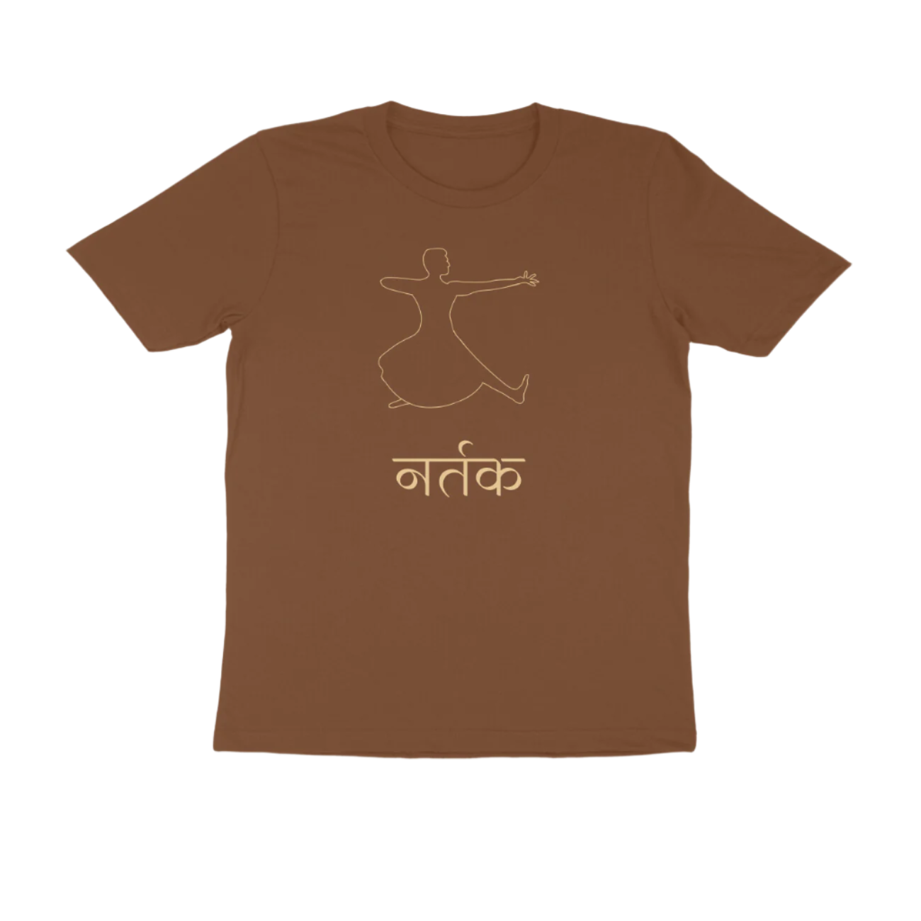 Nartak Bharatnatyam Men's T-Shirt coffee brown color with classical dance graphic print inspired by Indian mudras and heritage art, Store Asmi