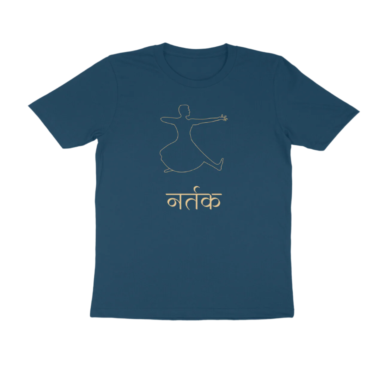 Nartak Bharatnatyam Men's T-Shirt navy blue color with classical dance graphic print inspired by Indian mudras and heritage art, Store Asmi
