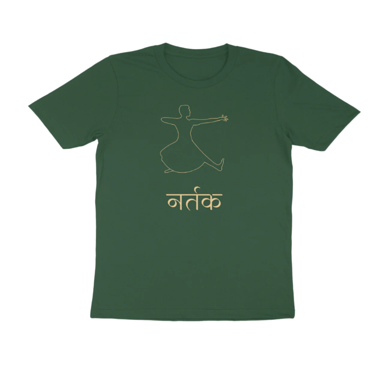 Nartak Bharatnatyam Men's T-Shirt olive green color with classical dance graphic print inspired by Indian mudras and heritage art, Store Asmi