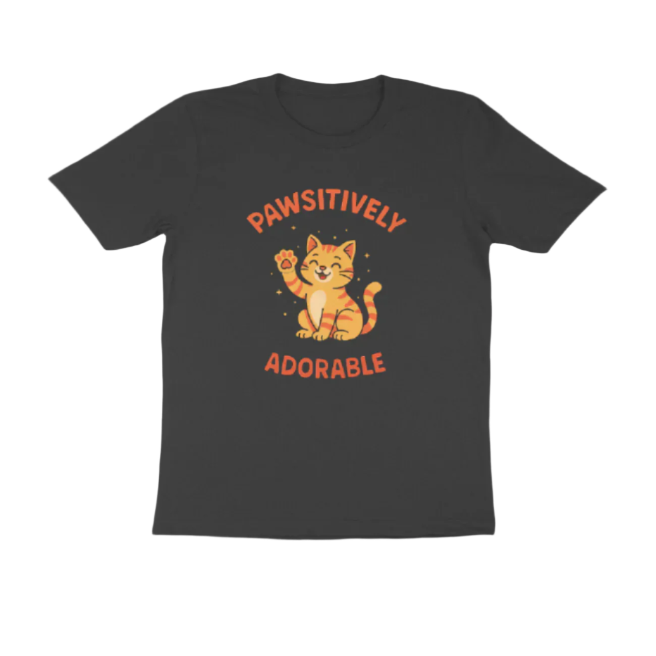 Pawsitively Cat men’s black Animal T-Shirt with cute cat graphic and funny quote, perfect Cat Lover T-Shirt by Store Asmi.