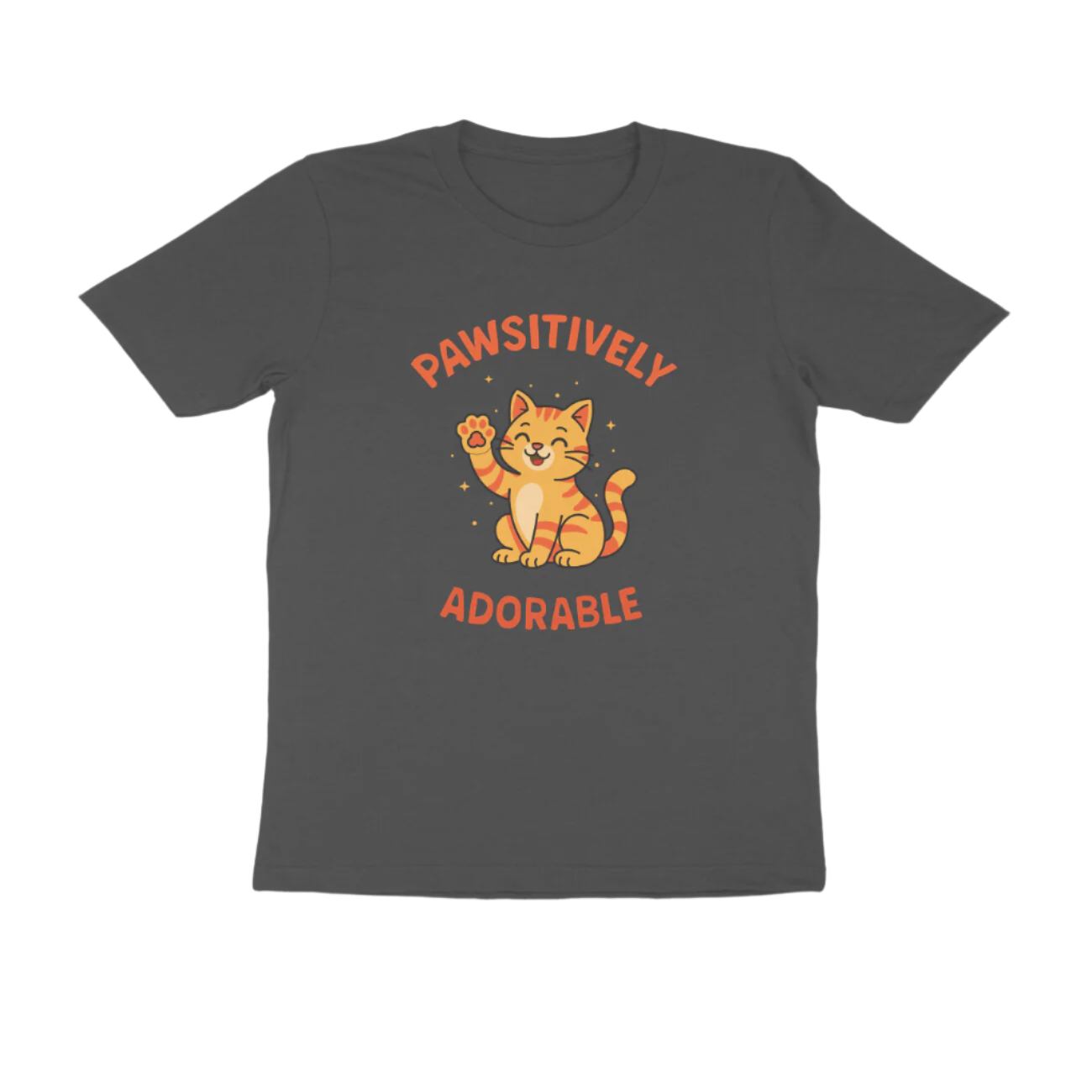 Pawsitively Cat men’s charcoal grey Animal T-Shirt with cute cat graphic and funny quote, perfect Cat Lover T-Shirt by Store Asmi.