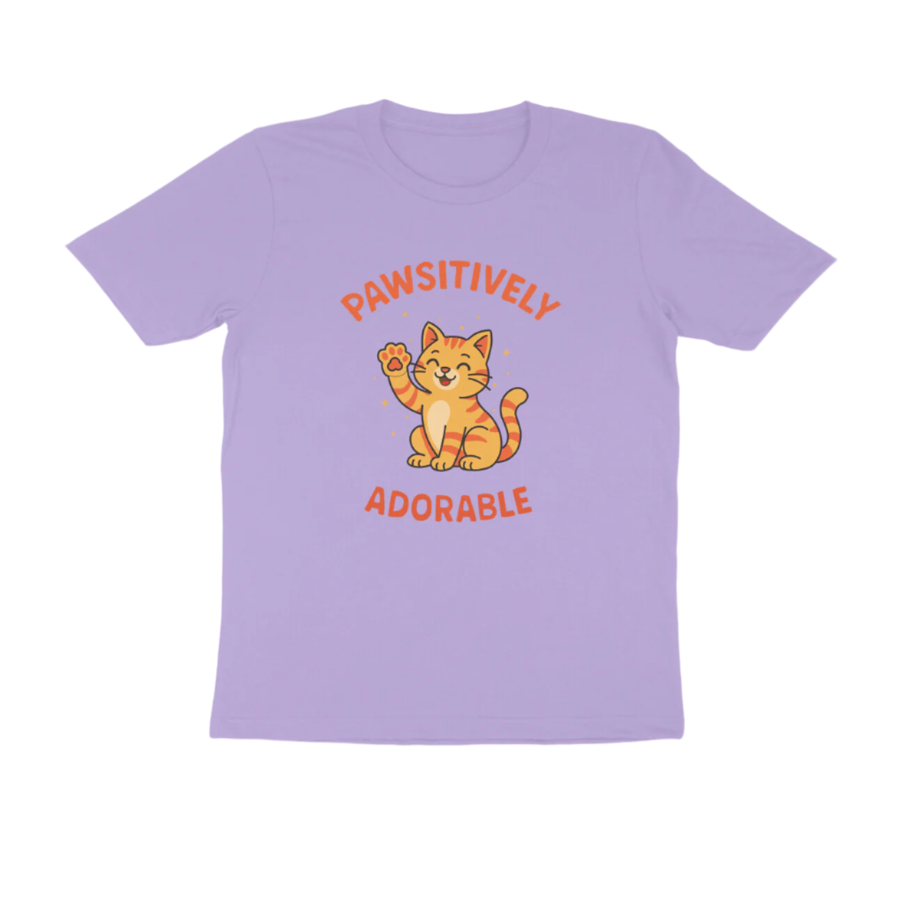 Pawsitively Cat men’s iris lavender Animal T-Shirt with cute cat graphic and funny quote, perfect Cat Lover T-Shirt by Store Asmi.