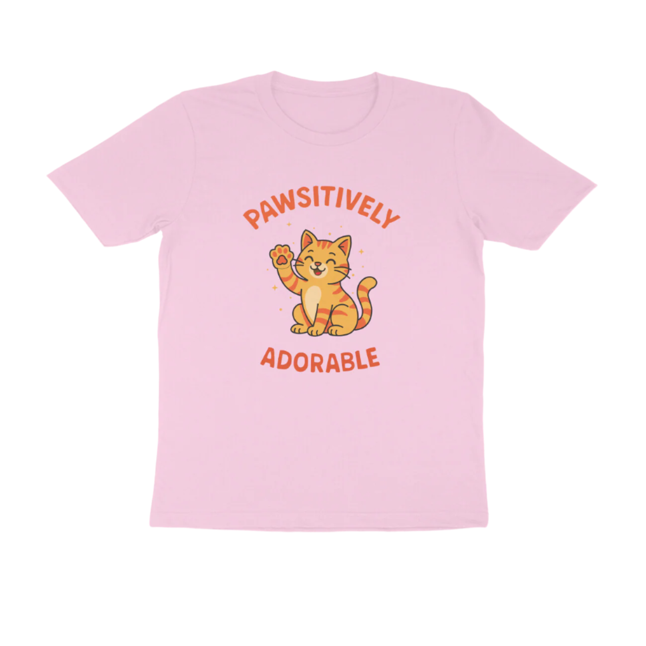 Pawsitively Cat men’s light pink Animal T-Shirt with cute cat graphic and funny quote, perfect Cat Lover T-Shirt by Store Asmi.