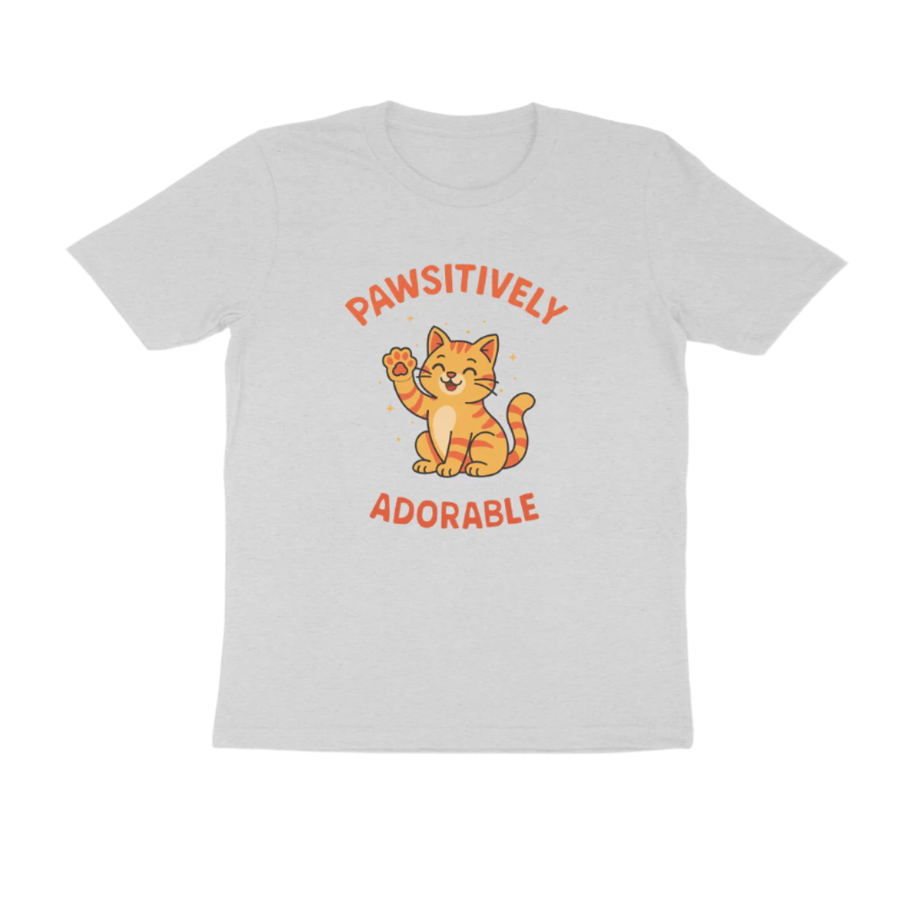 Pawsitively Cat men’s melange grey Animal T-Shirt with cute cat graphic and funny quote, perfect Cat Lover T-Shirt by Store Asmi.